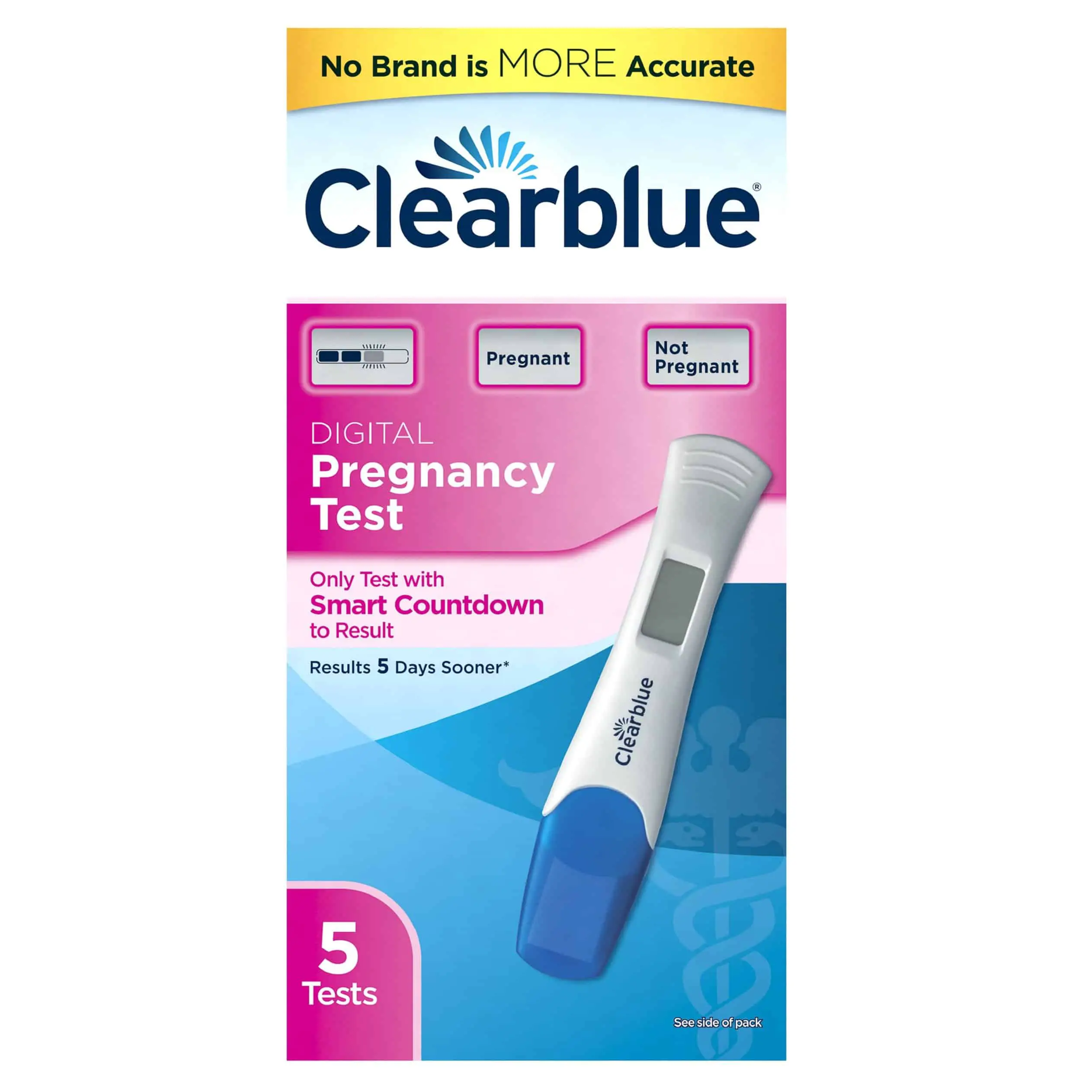 Clearblue Digital Pregnancy Test with Smart Countdown, 5 Pregnancy ...