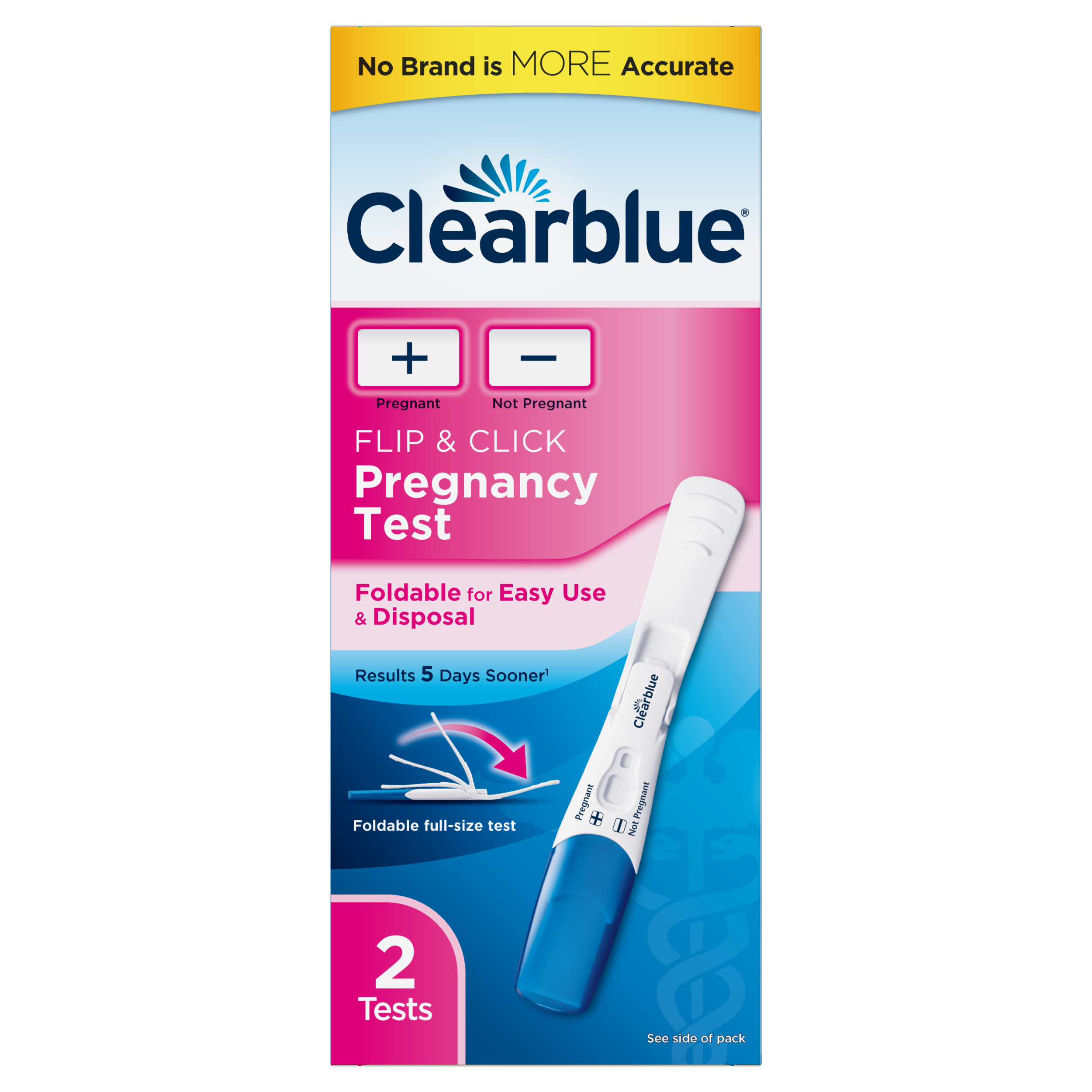 Clearblue Flip and Click Foldable Pregnancy Test, 2 ct ...