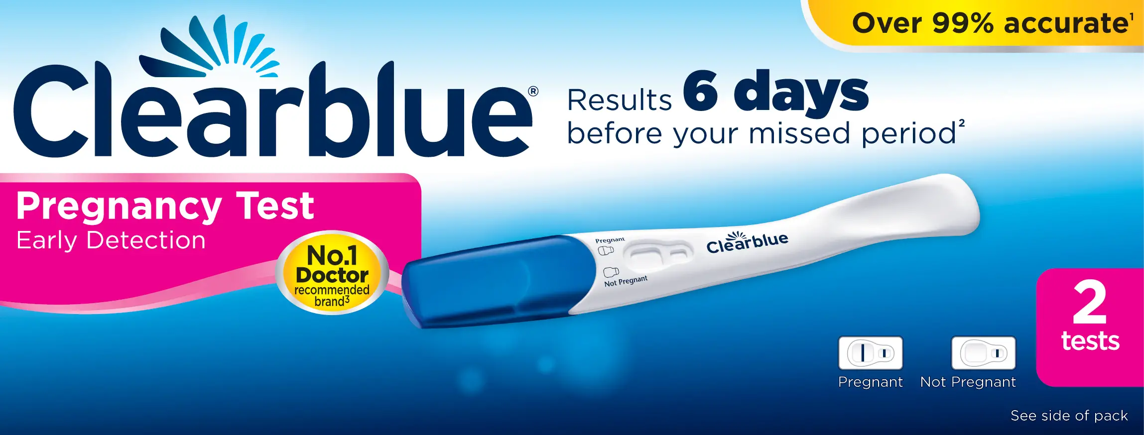 Clearblue Pregnancy Test Early Detection 2 Tests 2 10mIU Pregnancy Test ...