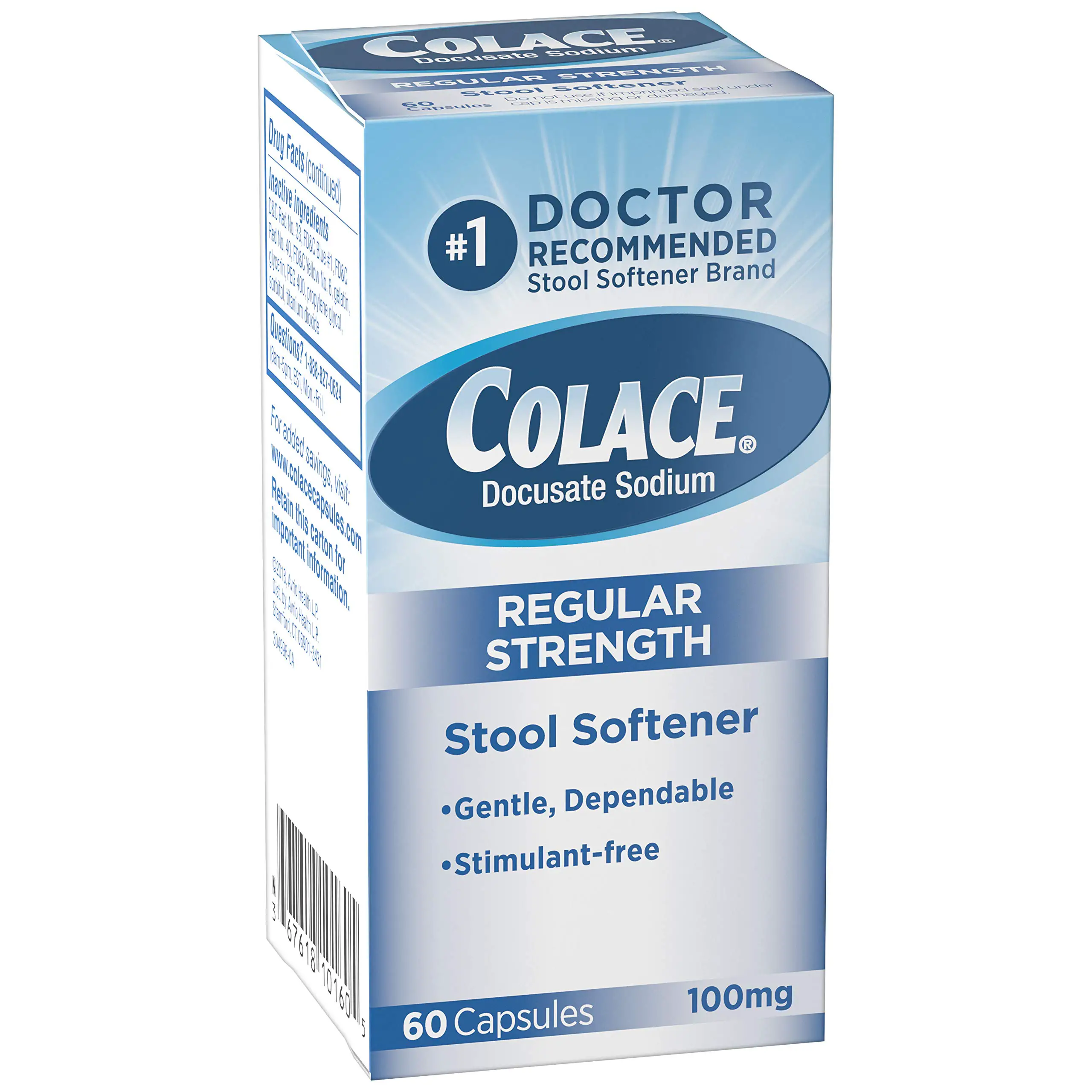 Colace Regular Strength Stool Softener 100 mg Capsules 60 ...