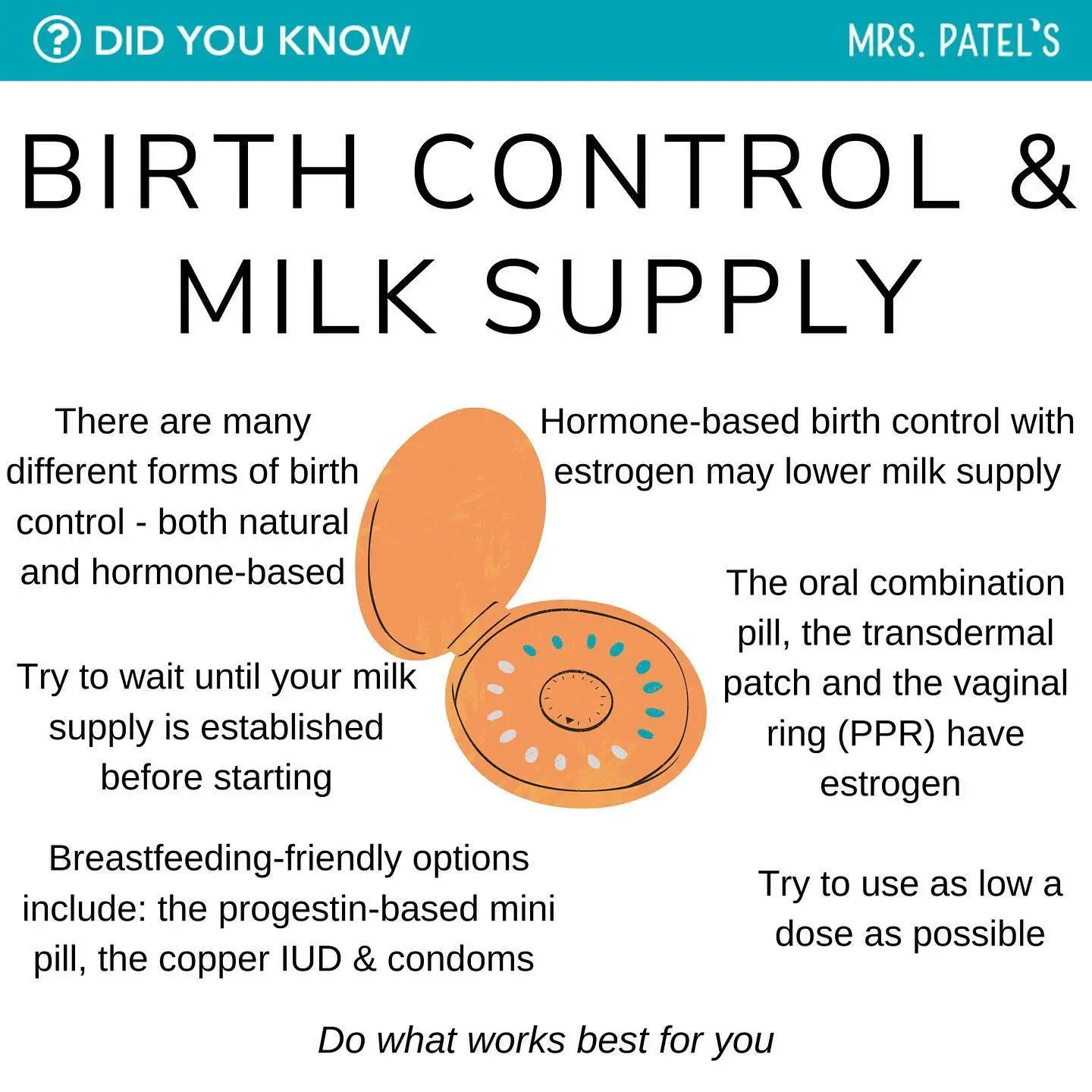DID YOU KNOW Birth Control &  Milk Supply