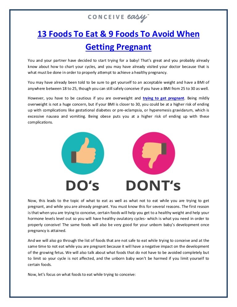 food not to eat when trying to get pregnant