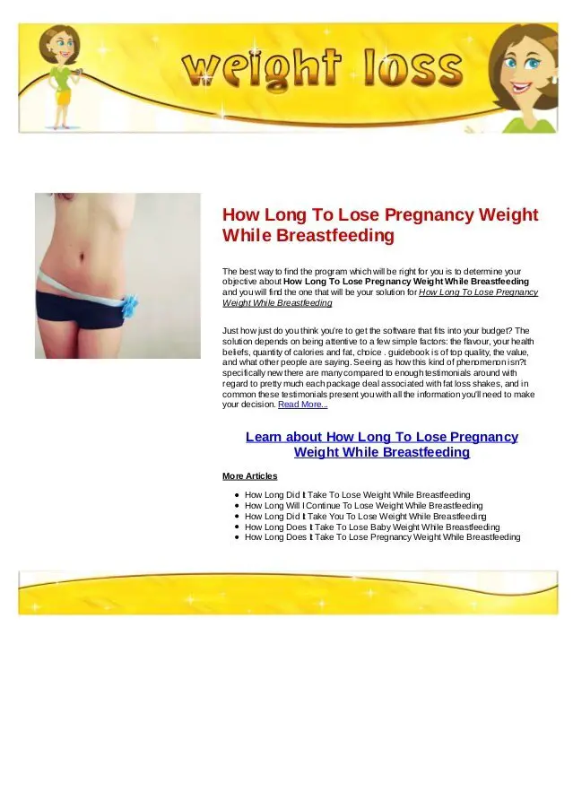 How long to lose pregnancy weight while breastfeeding