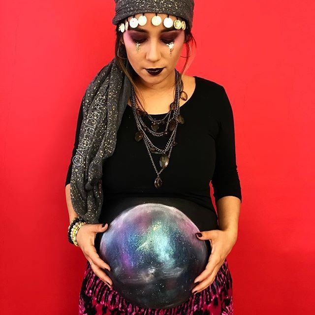 Pregnant Halloween Costume Fortune Teller and Crystal Ball