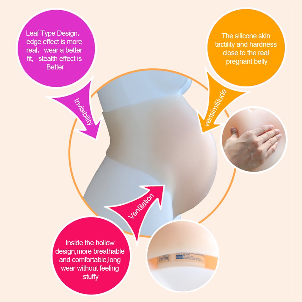 Updated Silicone False Belly Baby Tummy False Pregnant Artificial Bump ...