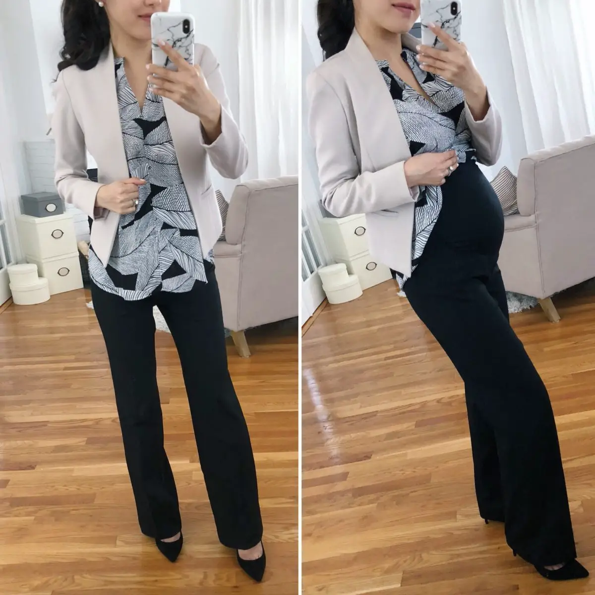 Work outfit ideas that hide a belly